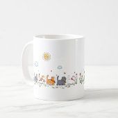 Schattige bloemkat parade waterverf mok | Whimsica (Voorkant links)