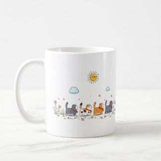 Schattige bloemkat parade waterverf mok | Whimsica
