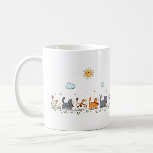Schattige bloemkat parade waterverf mok | Whimsica (Links)