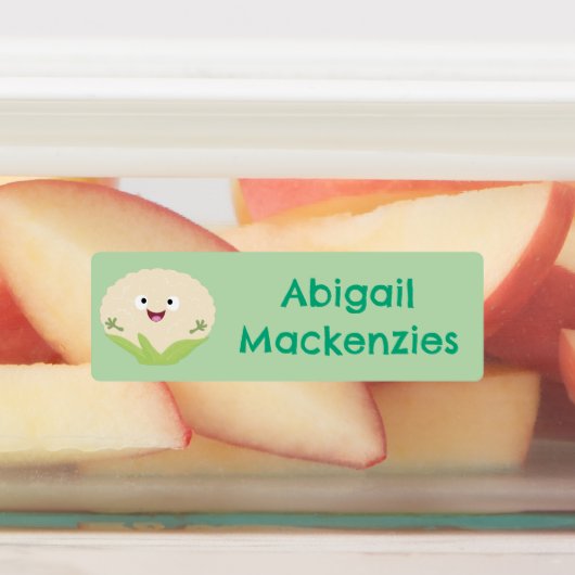Schattige bloemkool groente cartoon gepersonalisee labels (Aangebracht)