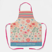 Schattige bloemmotief Custom Cooking Streep Roze Schort (Voorkant)
