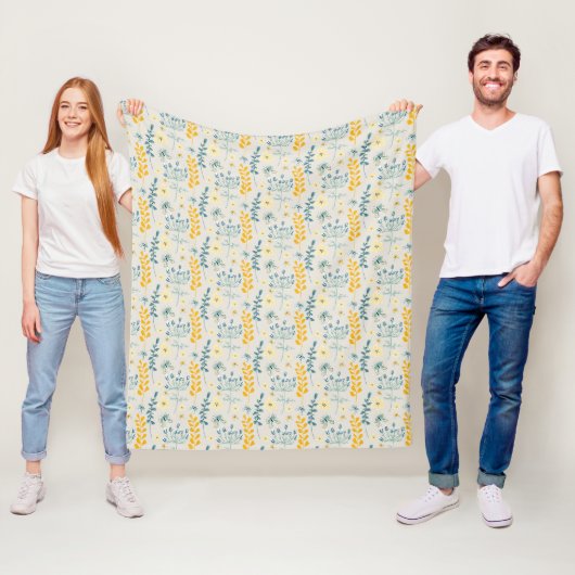 Schattige bloemmotief met vlinders fleece deken (In situ)