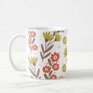 Schattige bloemmotief, naadloze achtergrond. koffiemok