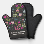 Schattige bloemmotief Voeg je aangepaste tekst toe Ovenwant (Voorkant / Achterkant)