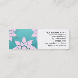 Schattige Bloemontwerp Roze over Turquoise Mini Visitekaartje