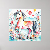 Schattige bloempaard canvas afdruk (Voorkant)