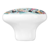 Schattige bloempaard keramische knop (Zijkant)