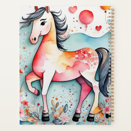 Schattige bloempaard planner (Achterkant)