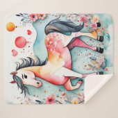 Schattige bloempaard sherpa deken (Voorkant (horizontaal))