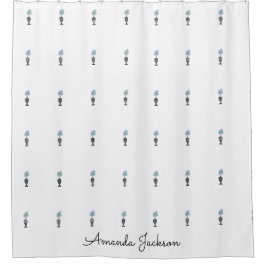 Schattige Bloempatroon wit Douchegordijn