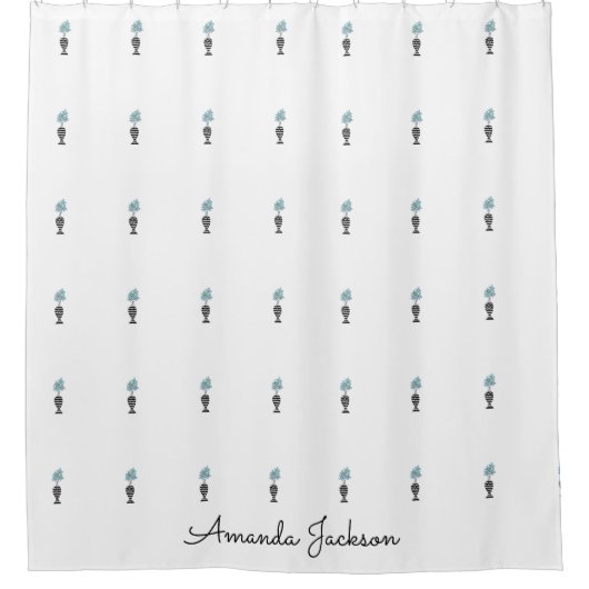 Schattige Bloempatroon wit Douchegordijn (Voorkant)