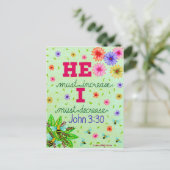 Schattige bloemtypografie Bijbelvers over nederigh Briefkaart (Staand voorkant)