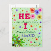 Schattige bloemtypografie Bijbelvers over nederigh Briefkaart (Voorkant / Achterkant)