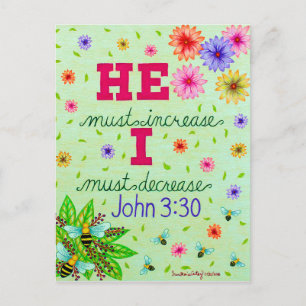 Schattige bloemtypografie Bijbelvers over nederigh Briefkaart