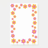 Schattige bloemveer ontwerp fuchsia roze en geel post-it® notes (Voorkant)