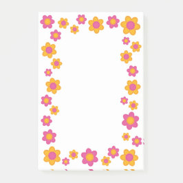 Schattige bloemveer ontwerp fuchsia roze en geel post-it® notes