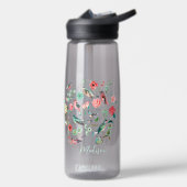 Schattige bloemvogelbotanisch patroon waterfles (Links)