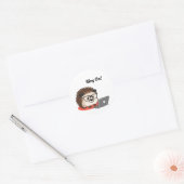Schattige bloggen geeky hedgehog op een laptop Sti Ronde Sticker (Envelop)
