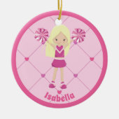 Schattige blond cheerleader roze aangepaste kerst keramisch ornament (Voorkant)
