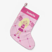 Schattige blond cheerleader roze gepersonaliseerde kleine kerstsok (Voorkant (Hangend))