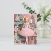 Schattige Blond Doll Roze Retro Kerst Briefkaart (Staand voorkant)