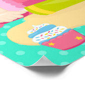 Schattige Blond Haar Meisje Bakken Verjaardag Poster (Hoek)