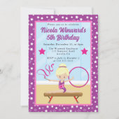 Schattige blond haar meisje gymnast kids verjaarda kaart (Voorkant)