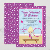 Schattige blond haar meisje gymnast kids verjaarda kaart (Voorkant / Achterkant)