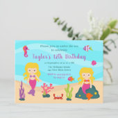 Schattige Blond Haar Zeemeermin Verjaardag Kaart (Staand voorkant)