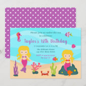 Schattige Blond Haar Zeemeermin Verjaardag Kaart (Voorkant / Achterkant)