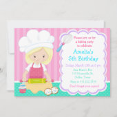 Schattige Blond Meisje Bakken Verjaardagsfeestje U Kaart (Voorkant)