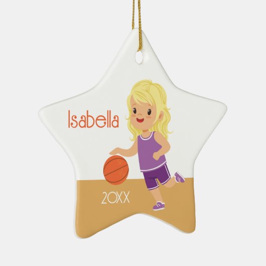 Schattige blond meisje basketbal keramisch ornament (Rechts)