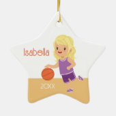 Schattige blond meisje basketbal keramisch ornament (Achterkant)