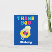 Schattige Blond Meisje Zwembadfeest Custom Kinder Bedankkaart (Voorkant)