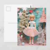Schattige Blond Pastel Retro Kerstpop Briefkaart (Voorkant / Achterkant)