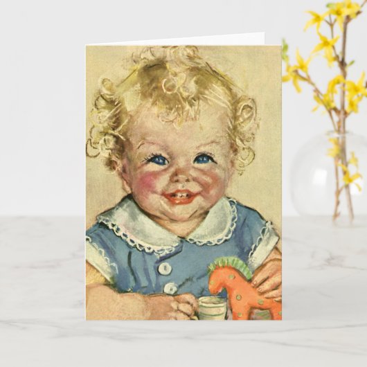  Schattige Blond Scandinavisch Kind met Krullen Kaart (Gele Bloem)