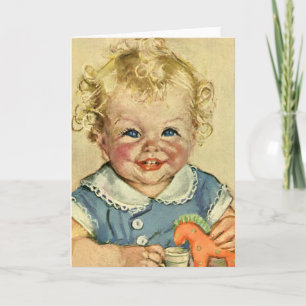  Schattige Blond Scandinavisch Kind met Krullen Kaart