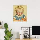  Schattige Blond Scandinavisch Kind met Krullen Poster (Thuiskantoor)