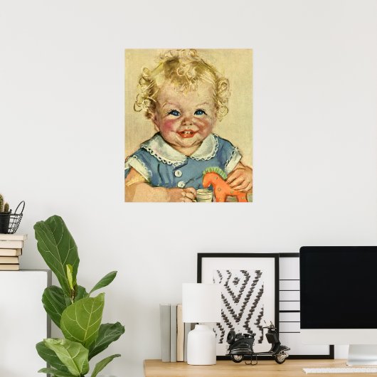  Schattige Blond Scandinavisch Kind met Krullen Poster (Thuiskantoor)