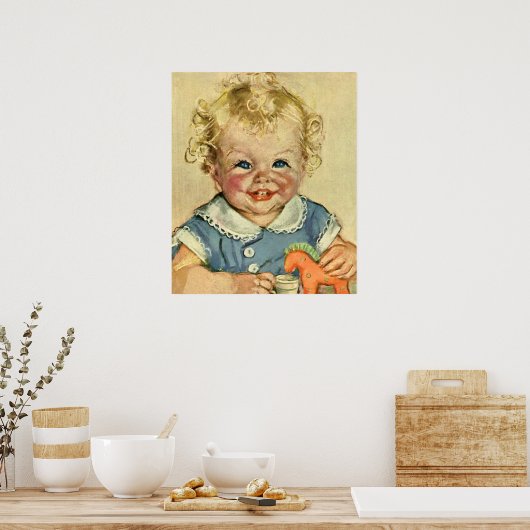  Schattige Blond Scandinavisch Kind met Krullen Poster (Keuken)