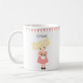 Schattige Blond Verjaardagsmeisje en Puppy Koffiemok (Links)