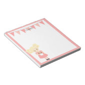 Schattige Blond Verjaardagsmeisje en Puppy Notitieblok (Schuin)