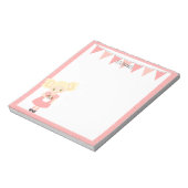 Schattige Blond Verjaardagsmeisje en Puppy Notitieblok (Linkerzijde)