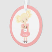 Schattige Blond Verjaardagsmeisje en Puppy Ornament (voorkant)