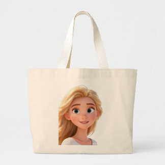 Schattige Blonde Cartoon Meisje Boodschappenttas | Grote Tote Bag
