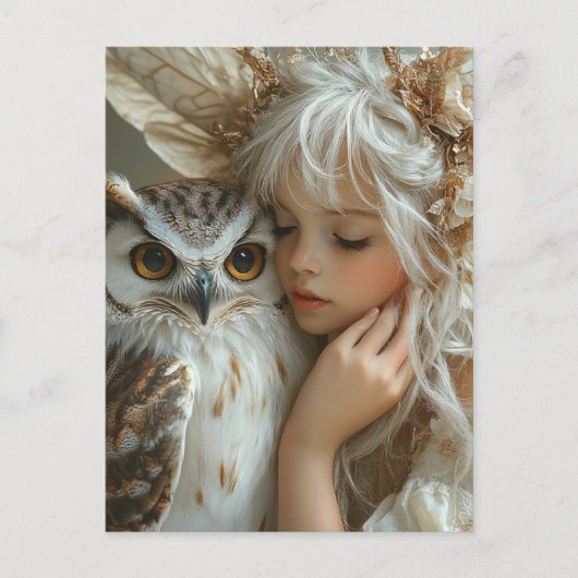 Schattige blonde fee en uil briefkaart (Voorkant)