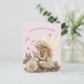 Schattige Blonde Fee Pasen Konijn Vlinders Briefkaart (Staand voorkant)