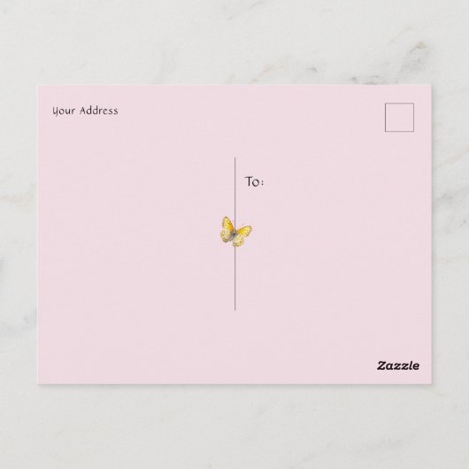 Schattige Blonde Fee Pasen Konijn Vlinders Briefkaart (Achterkant)