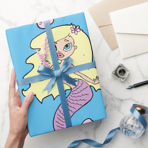 Schattige blonde zeemeermin met paarse staart cadeaupapier