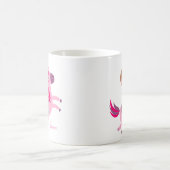 Schattige blondine haired meisje rijden op een een koffiemok (Center)